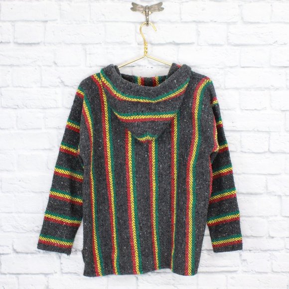 Yarina Baja Bohemian Hippie Style Drug Rug Pullover Hooded Sweater Size S - Picture 4 of 8